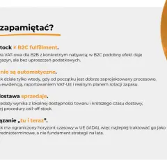 Co musisz zapamiętać? Call-off stock to procedura VAT-owa dla B2B, która daje efekt podobny do lokalnego magazynu. Korzyści nie są automatyczne, a szybka dostawa sprzedaje. To rozwiązanie "tu i teraz".