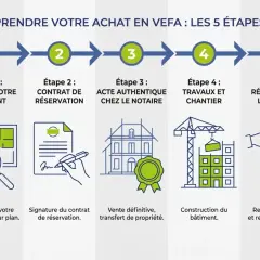Comprendre les 5 étapes clés pour acheter dans le neuf en VEFA : choix du logement, contrat, acte notarié, travaux, réception.