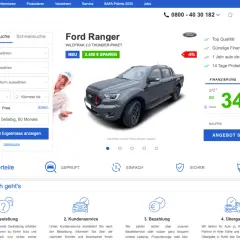 Szary Ford Ranger z napisem "NEU 2.400 € SPAREN" i ceną 343 €/miesiąc.