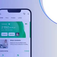 Aplikacja VeloBanku pokazuje saldo 2550 PLN. Wygodna bankowość mobilna.