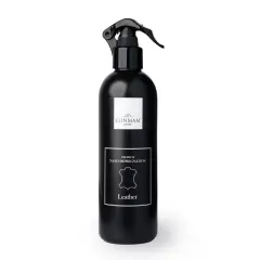 Czarny spray z etykietą "PREMIUM NANO IMPREGNATION Leather". Doskonały impregnat do skóry naturalnej, chroniący przed wilgocią.