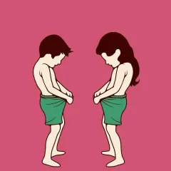 Dzieci w zielonych ręcznikach, uczące się o sobie. Ważna jest edukacja seksualna od najmłodszych lat.