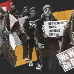Protesters hold signs like "Do the Right Thing, Supreme Court!" and "We Won't Go Back!" This image evokes the ongoing fight for rights, making us wonder when DEI became a thing.