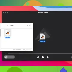 Elmedia Player shows a folder with a "Your File" video, ready to play a quicktime mp4.