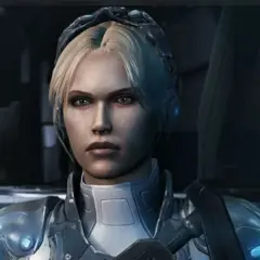 Zimna wojowniczka w zbroi, gotowa do walki w Starcraft 3.