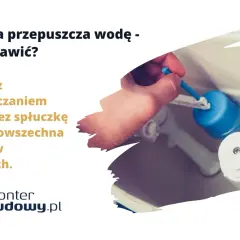Dłoń reguluje mechanizm spłuczki, gdy spłuczka przepuszcza wodę. Naprawa tej powszechnej usterki w łazience.