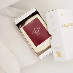 Eleganckie opakowanie z napisem "Collagen" i informacją "Czysty kolagen rybi w proszku". Idealny dla mężczyzn.