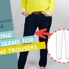 Learn how to sew pants crotch seams for jeans trousers. This instruction #BE02 shows the leg seams.