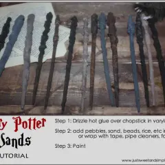 Zauberstäbe im Harry-Potter-Stil, bereit zum Bemalen und zum Wand patinieren. Verschiedene Texturen und Farben.