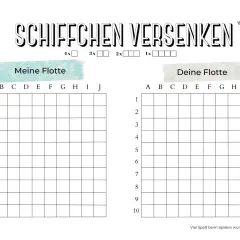 Spielbrett für das Schiffe versenken Spiel mit zwei Feldern: "Meine Flotte" und "Deine Flotte".