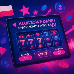 Tablet z automatem do gry, polską flagą i symbolami wygranej.