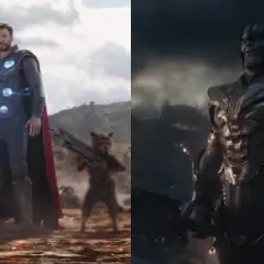 Thor, Groot et Rocket se préparent à affronter Thanos dans une scène d'Infinity War.