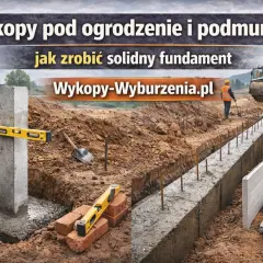 Jak wykonać fundament pod ogrodzenie: betonowy słup z poziomicą, łopata, koparka i zbrojenie. Solidny fundament to podstawa.