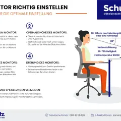 Tipps zur optimalen Monitor-Einstellung: Abstand, Höhe, Neigung, Drehung und Blendung vermeiden. So stellen Sie Ihren Monitor richtig ein.