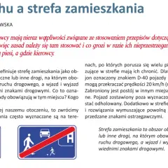 Znak D-40 oznacza strefę zamieszkania, gdzie piesi mają pierwszeństwo, a pojazdy nie mogą przekraczać 20 km/h.