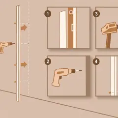 Étapes pour l'installation paroi de douche : perçage, fixation et ajustement.