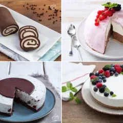 Rotolo al cioccolato, torta gelato alle fragole, cheesecake ai frutti di bosco e torta fredda al cioccolato: dolci semplicissimi per ogni occasione.