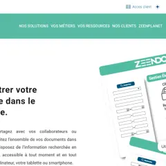 Exemple d'indexation de documents pour une gestion électronique efficace. Le système Zeendoc organise les fichiers par catégories : clients, fournisseurs, RH, comptabilité, notes de frais, archivage.