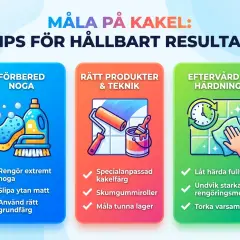 Tips för att måla kakel: förbered noga, använd rätt produkter och teknik, samt eftervård för ett hållbart resultat.