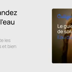 Le guide Culligan sur l'eau dure présente des solutions pour gérer l'eau calcaireuse. La peau mouillée illustre le problème.