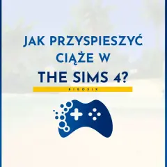 Jak przyspieszyć ciążę w The Sims 4? Ciężarna Simka i jej partner na tropikalnej plaży.