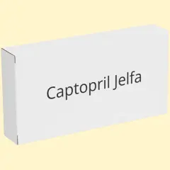 Opakowanie leku Captopril Jelfa. Stosowany na nadciśnienie i niewydolność serca.