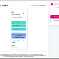 T-Mobile oferta dla stałych klientów: nielimitowany internet, SMS, MMS i rozmowy za 75 zł miesięcznie. Umowa na 24 miesiące.