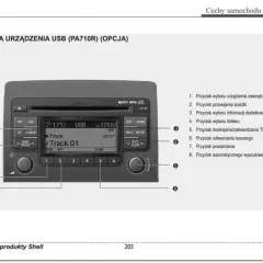 Panel radia Hyundai i30 z przyciskami i ekranem. Opisuje obsługę USB i jak zresetować radio w hyundai i30.