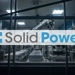 Roboterarme in einer Fabrik, die Batterien für die Solid Power Aktie produzieren.