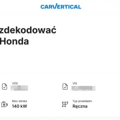 Jak sprawdzić wyposażenie auta po VIN? Wyniki dekodowania numeru VIN dla Hondy: silnik 1.8 l, 140 kW, skrzynia ręczna, produkcja USA.