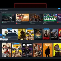 Zrzut ekranu z biblioteką gier Steam, z widocznym menu kontekstowym z opcją "Ukryj tę grę".