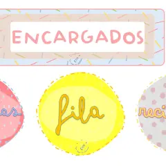 Diseño para imprimir: "Encargados" con círculos para "mascotas", "fila" y "recidatge".