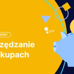 Domowy budżet: Oszczędzanie na zakupach. Ręka wrzuca monetę do skarbonki świnki, symbolizując sposoby na oszczędzanie pieniędzy.