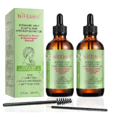 Dos frascos de aceite para el pelo Nifeishi, con caja y aplicadores. Ideal para fortalecer el cuero cabelludo y puntas abiertas.