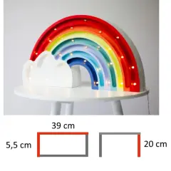 Kolorowa lampka nocna tęcza z chmurką, ozdobiona małymi światełkami. Idealna do pokoju dziecięcego.