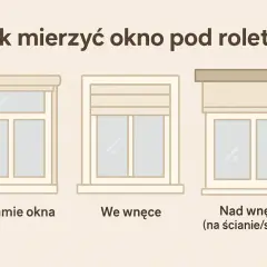 Jak zmierzyć okno na rolety? Trzy sposoby montażu: na ramie, we wnęce i nad wnęką.