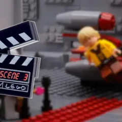 Szene 3 für ein **Lego stop motion** Abenteuer! Luke Skywalker und C-3PO sind bereit für die nächste Aufnahme.