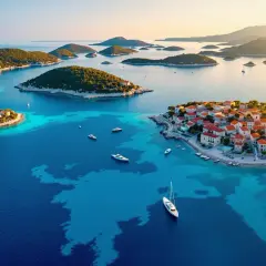 Traumhafte Küstenlandschaft mit vielen kleinen Inseln, die zum Erkunden einladen. Man fragt sich, wie viele Inseln hat Kroatien wirklich?