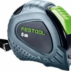 Un mètre ruban Festool 5m, robuste et ergonomique, prêt pour tous vos projets de mesure.
