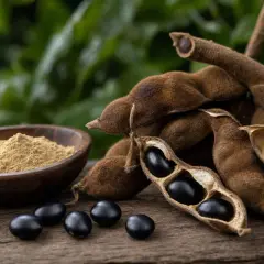 Fagioli di Mucuna pruriens e polvere, noti per il loro potenziale impatto sul testosterone.