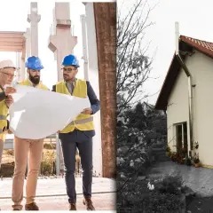 Bauingenieure prüfen Pläne für einen Edelstahlkamin, um die Einhaltung der Vorschriften sicherzustellen.