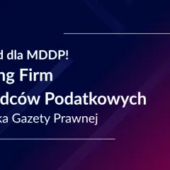 Logo MDDP i tekst: "8 nagród dla MDDP! Ranking Firm i Doradców Podatkowych Dziennika Gazety Prawnej".