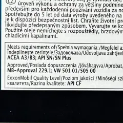 Oznaczenie oleju silnikowego: ACEA A3/B3, API SN/SN Plus, MB-Approval 229.1, VW 501 01/505 00, API CF.