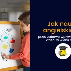 Dzieci uczą się angielskiego przez zabawę, dopasowując kolory na tablicy.