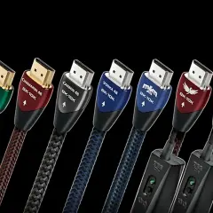 Różne modele kabli HDMI 2.1, każdy z unikalnym kolorem i oznaczeniem, gotowe do obsługi 8K i 10K.
