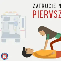 Ratownicy transportują pacjenta do karetki, a kobieta udziela pierwszej pomocy nieprzytomnemu mężczyźnie.