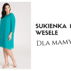Elegancka turkusowa sukienka na wesele dla mamy, w dużych rozmiarach. Idealna na uroczystość.