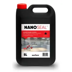 Czarny kanister z preparatem NANOSEAL, impregnatem wgłębnym do betonu. To szkło w płynie do betonu, które chroni powierzchnie.