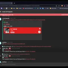 Discord bot in #music-dl-request channel shows how to get flac files by pasting Spotify or Tidal links.