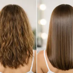 Pelo matizado antes: seco y rebelde. Después: liso, brillante y sedoso. ¡Una transformación increíble!